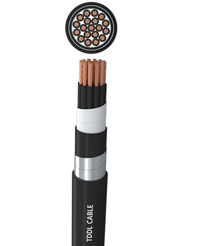 Cabo de Controle Blindado com Condutor de Cobre Armado, Isolado em PVC, com Armadura de Fita de Aço e Revestimento em PVC