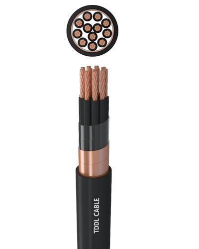 Cable de control con pantalla de cinta de cobre retardante de llama, núcleo de cobre, aislado con PVC y revestido de PVC