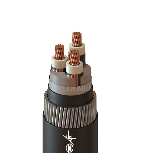 China Cable de potencia armado con conductor de cobre aislado en XLPE y revestimiento de PVC de media tensión fabricante y proveedor