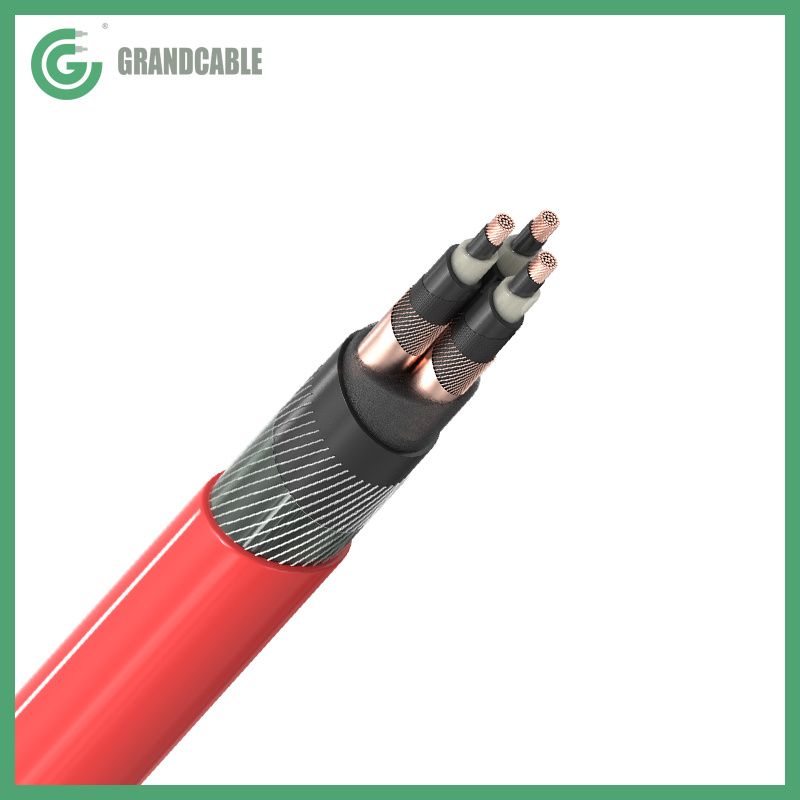 Chine 11kV Trois Cœurs 3CX185mm2 Câble en Cuivre Armé XLPE SWA pour 33/11kV Sous-station fabrication et fournisseur