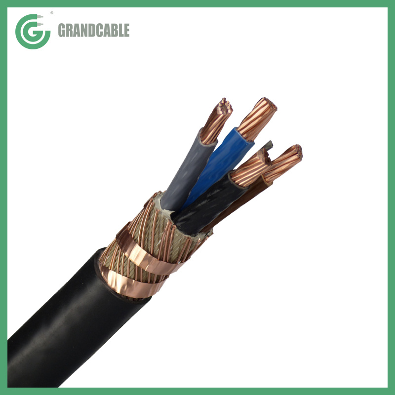 4X120mm2 Câble d′alimentation souterrain isolé en PVC avec écran de conducteur en cuivre concentrique