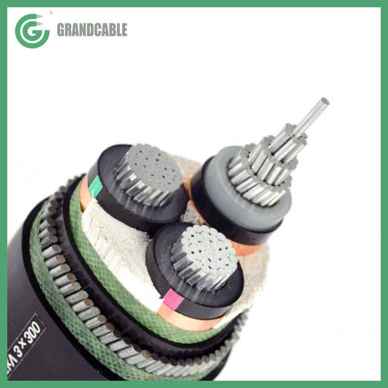 50mm2 3C SWA Aluminum Conductor XLPE Insualtion 22KV Cable HT Underground Cabo