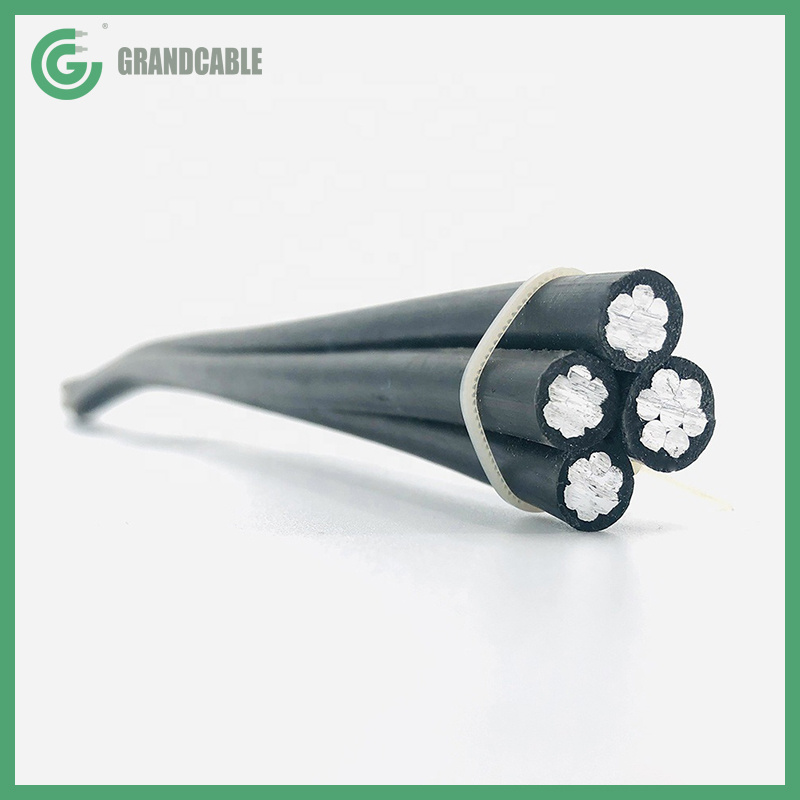 CABO BT 0.6/1kV LXS 4x50mm2 Conducteur en aluminium avec isolation XLPE câble aérien groupé