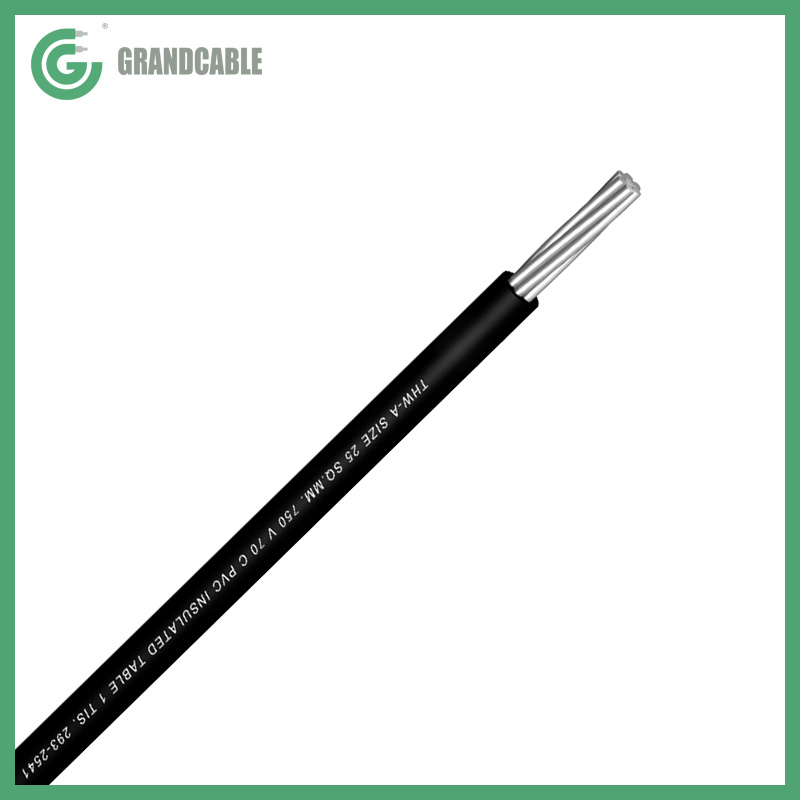 Fil électrique THW-A à conducteur en aluminium toronné isolé en PVC 750V TIS 293-2541