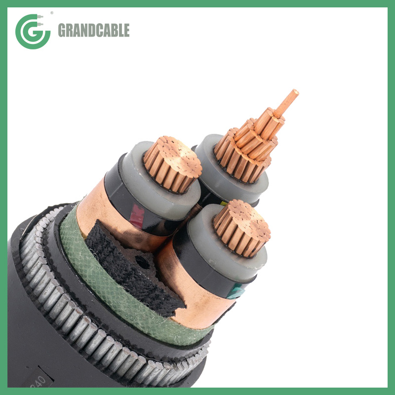 Underground 185mmsq 3C CU XLPE Medium Voltage Power Cable for Distribution Project