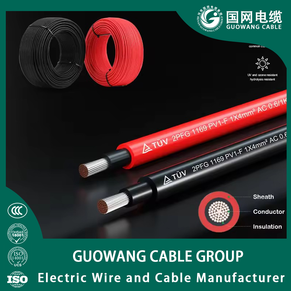 Electrical Photovoltaic Cables 1*2.5~4mm PV1-F Wholesale Tinned Copper Single Core DC/AC Electric Solar Power Cable