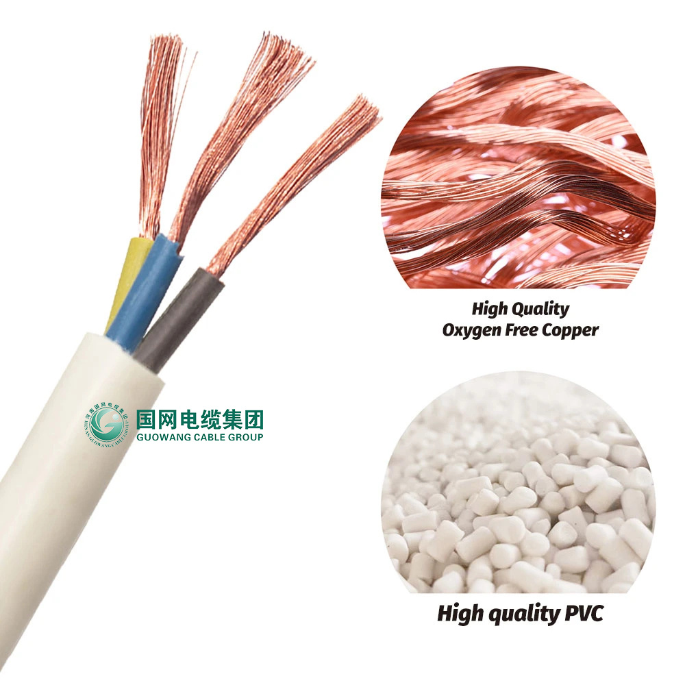 China Cable eléctrico redondo con conductor de cobre, aislado en PVC, retardante de llama 2 núcleo 3 núcleo para trabajos en casa fabricante y proveedor