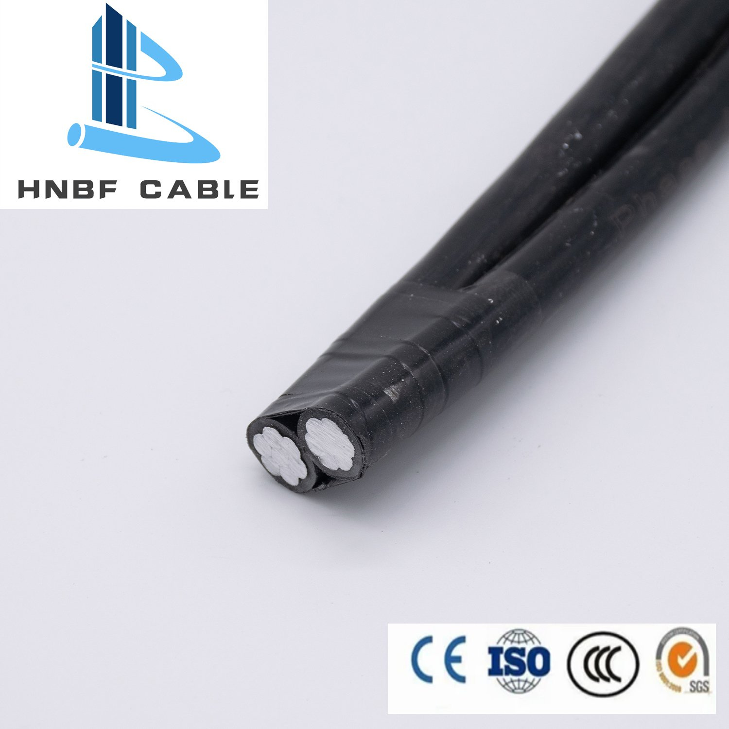 2 AWG ABC Aerial Bundled Cable Chow Core XLPE Insulation Duplex Service Drop Cable