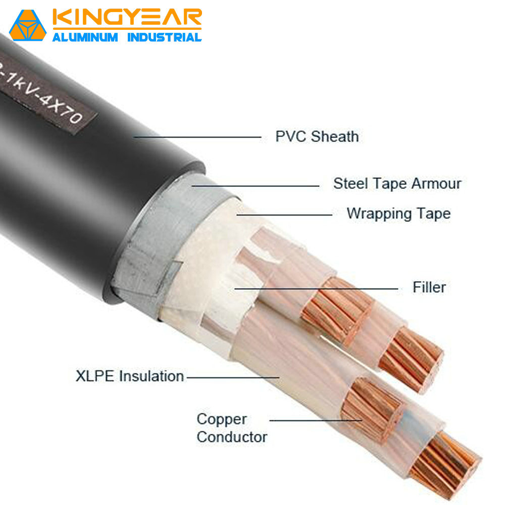 Chine 0.6/1kv Conducteur en cuivre 120mm2 Câble électrique isolé en XLPE avec armure fabrication et fournisseur