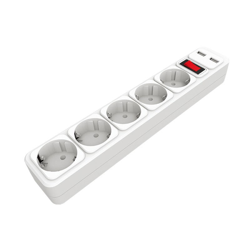 1.8 Meter European EU 4000W 2 USB Power Strip European Power Strip