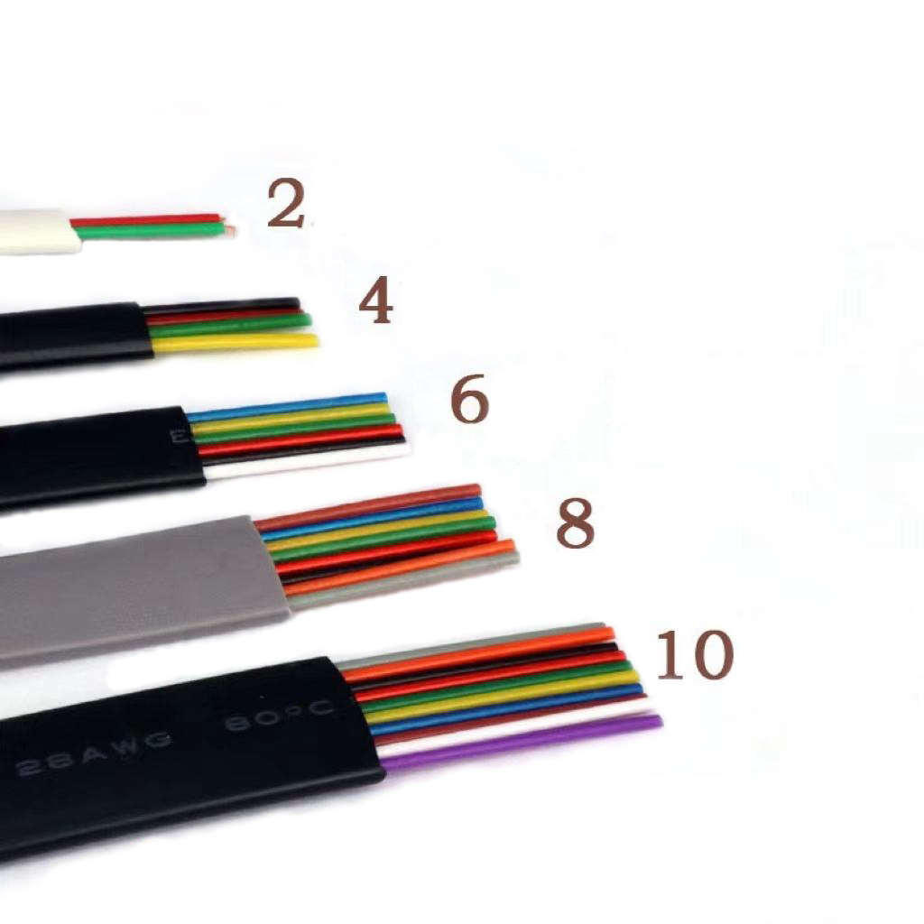 28AWG Câble Plat 10 Conducteur en Cuivre Nu Câble Téléphonique Noir