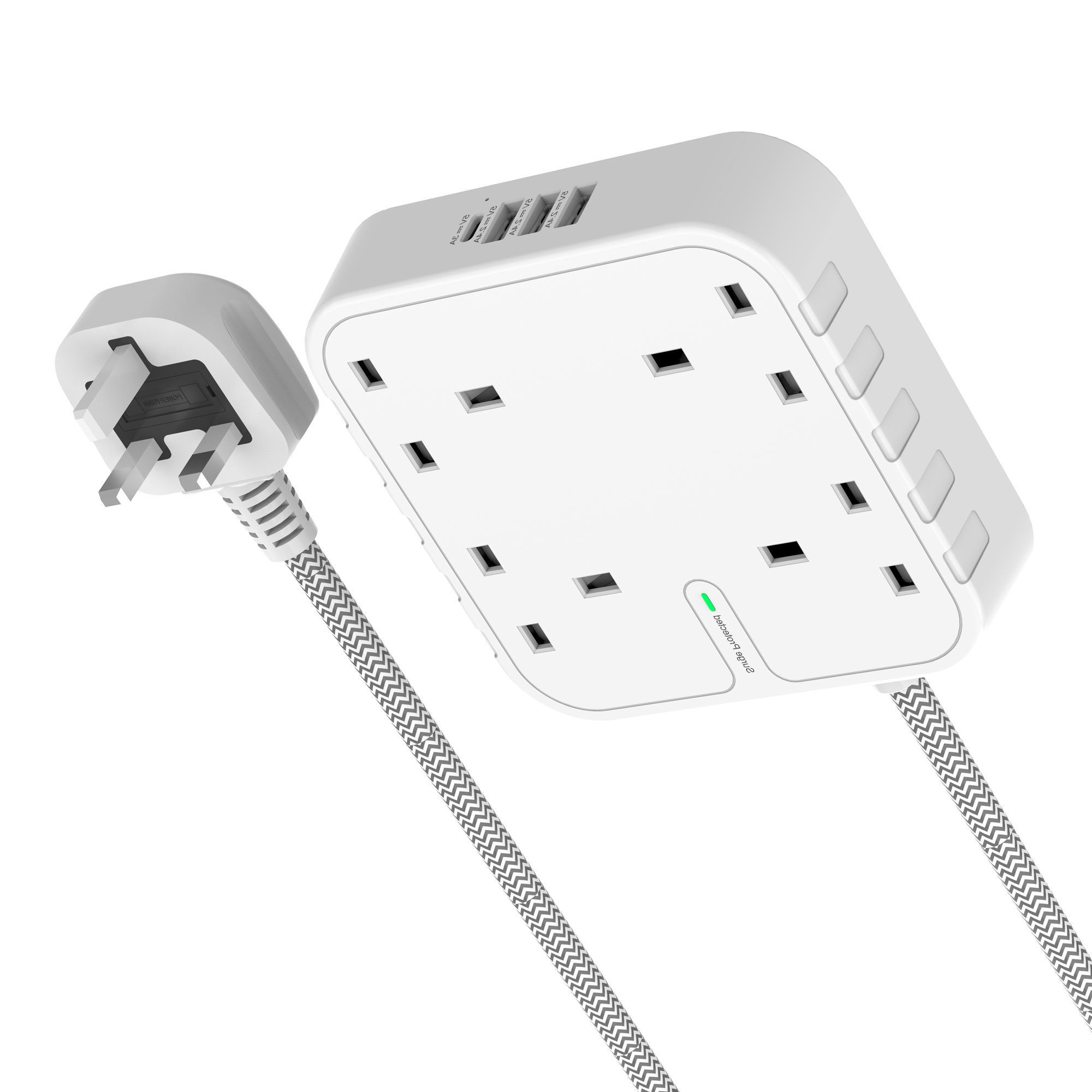 3 4 6 Ways UK Power Strip with 3 4 USB