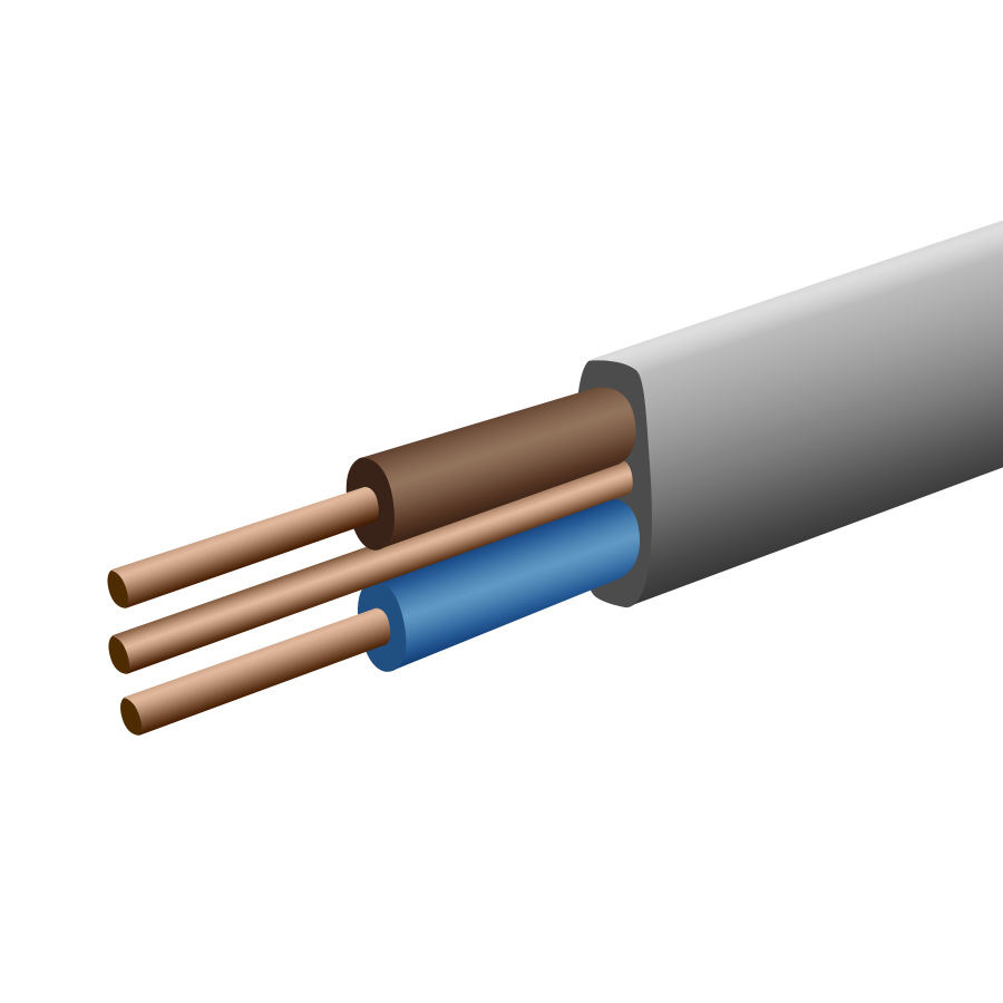 6242y 2.5mm Câble électrique à plat avec isolation en PVC, cuivre, câble jumelé et terre