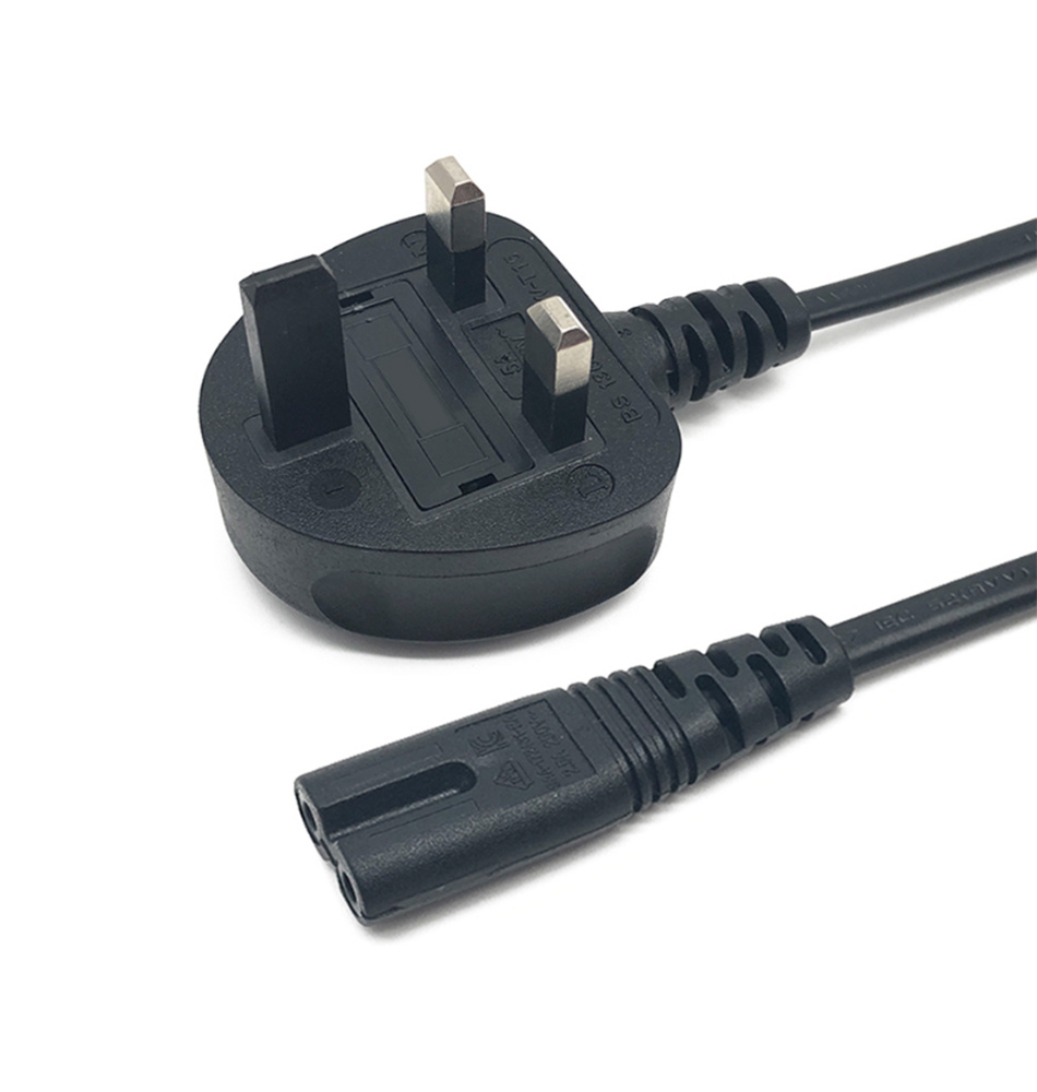 Câble d′alimentation AC à 3 broches en PVC noir avec fusible IEC60320 C5 pour ordinateur portable, ordinateur portable, imprimante 3