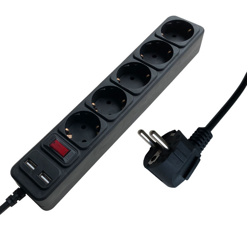 European Standard 4 5 6 Gang with 1 Unify Switch Power Strip