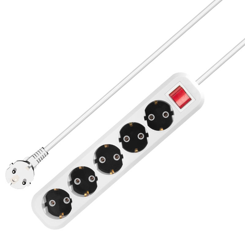OEM Electrical Germany Type 5 Outlets Socket Extension Power Strip
