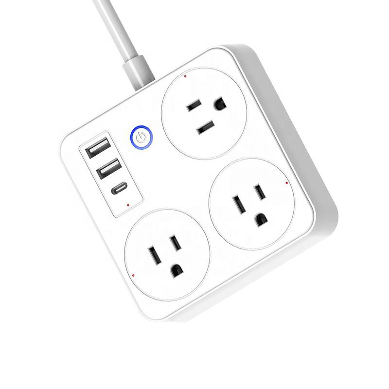 Power Strip with 4 USB Ports Us Outlets Socket Us America 2 Meters Cord Black Power Plug Socket