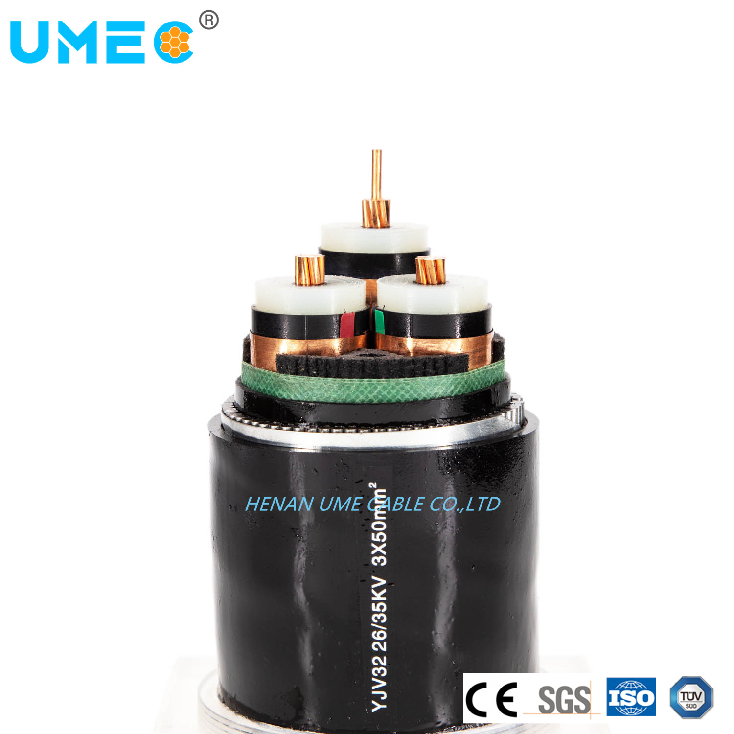 26/35kv Cable de transmisión de media tensión y cable subterráneo Swa blindado Yjv32 3corex50mm2 Cable eléctrico