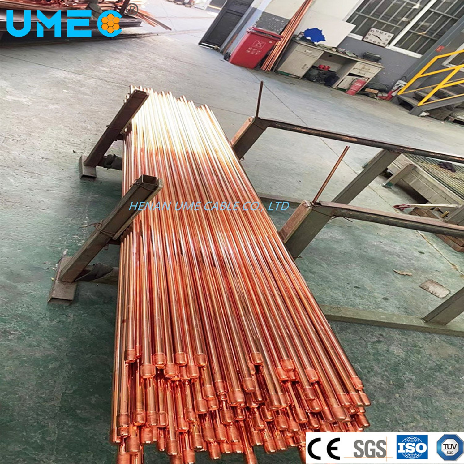 5/8" Solid Copper Bonded Steel Earth Rod Copper Bond Clad Ground Rods for Earthing System Lightning Protection