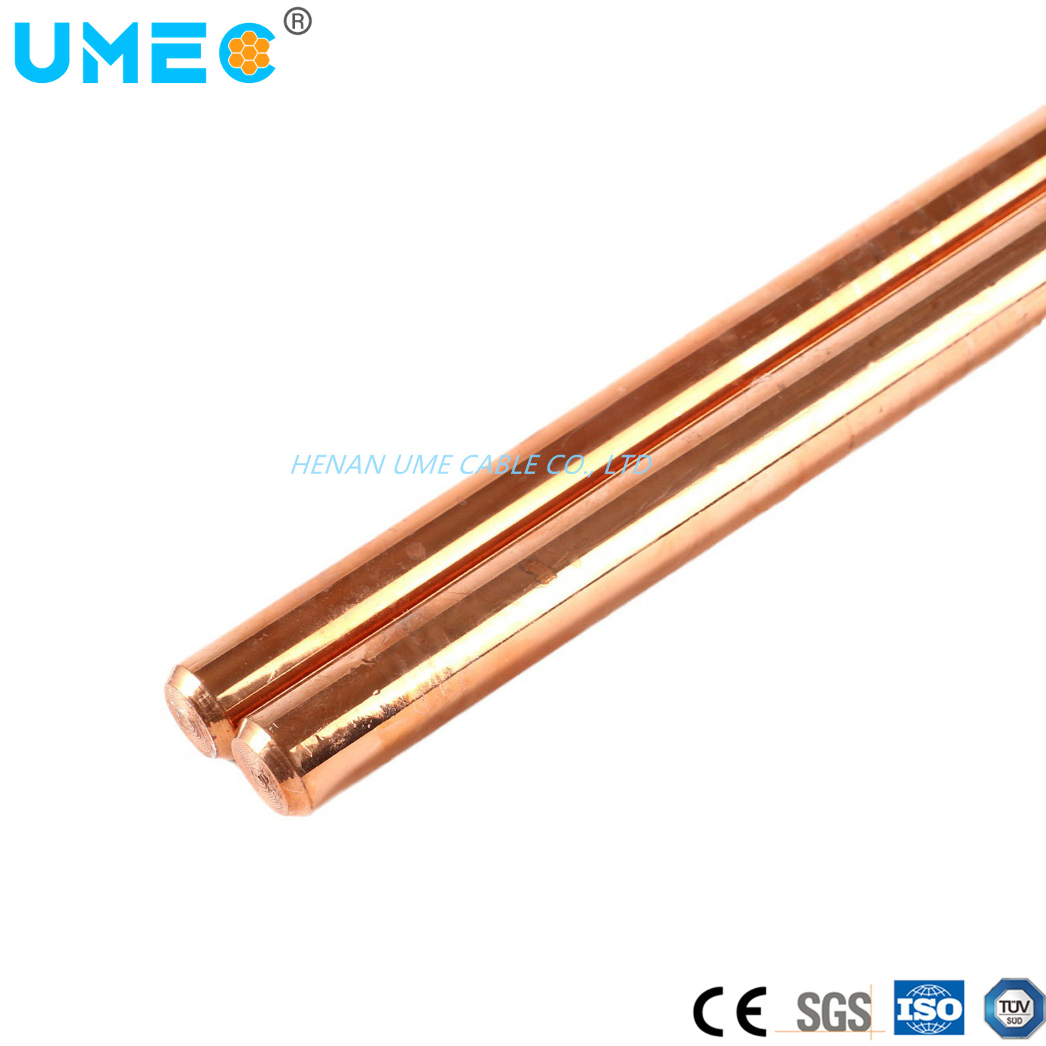 99.9% Tige de mise à la terre en acier plaqué cuivre moléculaire en cuivre électrolytique épaisseur de la couche de cuivre 0.254mm 14.2mm 17.2mm