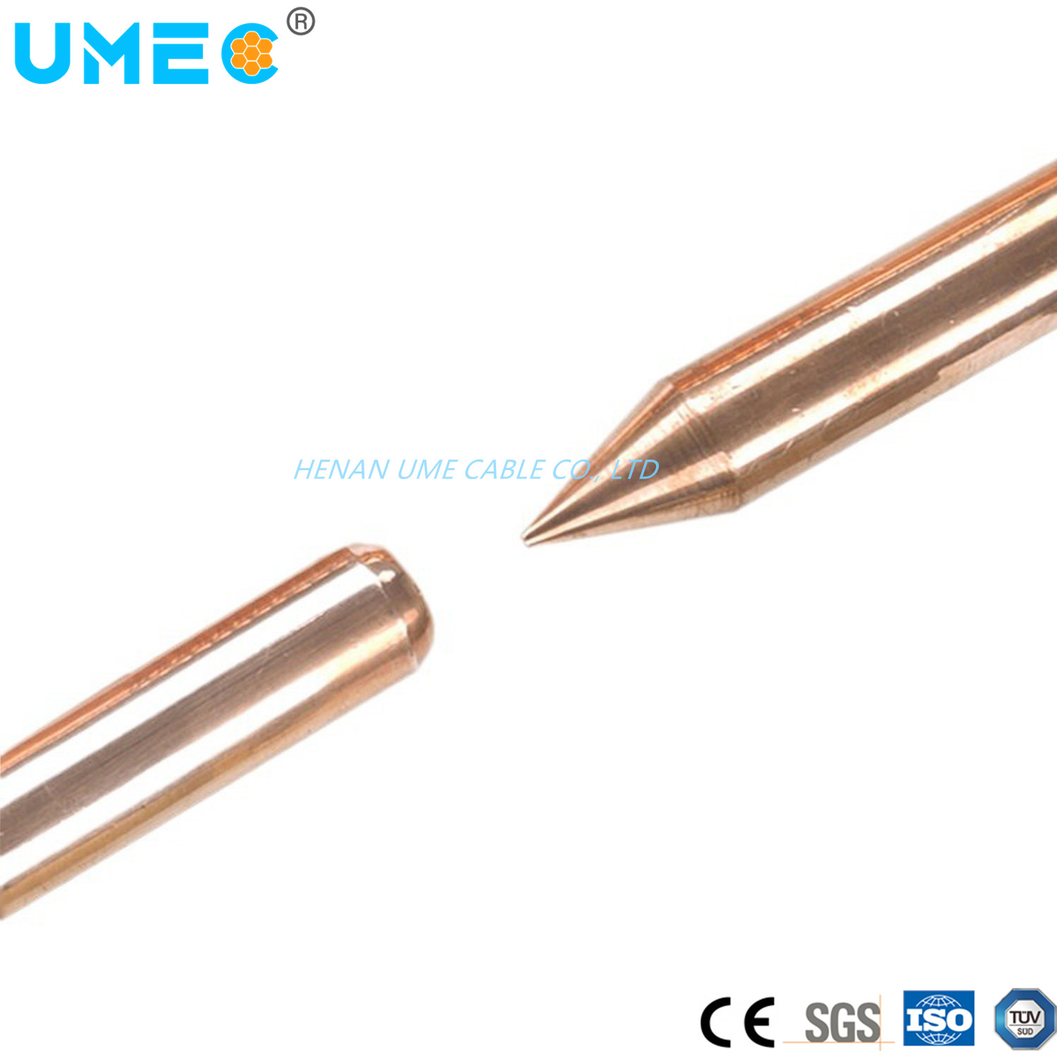 Average Point Copper Layer Thickness 0.254mm Lightning Protection Grounding Rod 5/8′′ 3/4′′