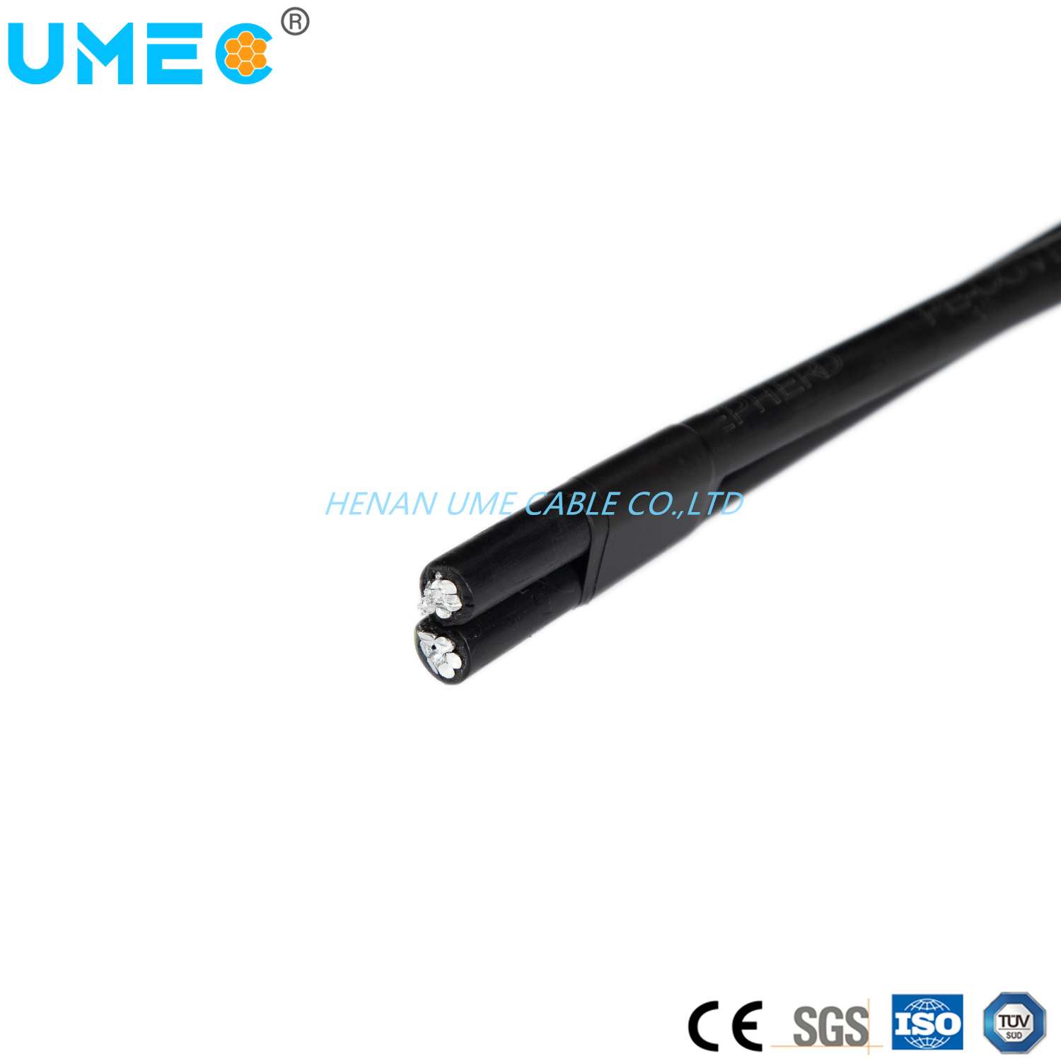 Chine Câble électrique en aluminium surplombant avec isolation en XLPE, câble de service duplex, câble électrique ABC fabrication et fournisseur