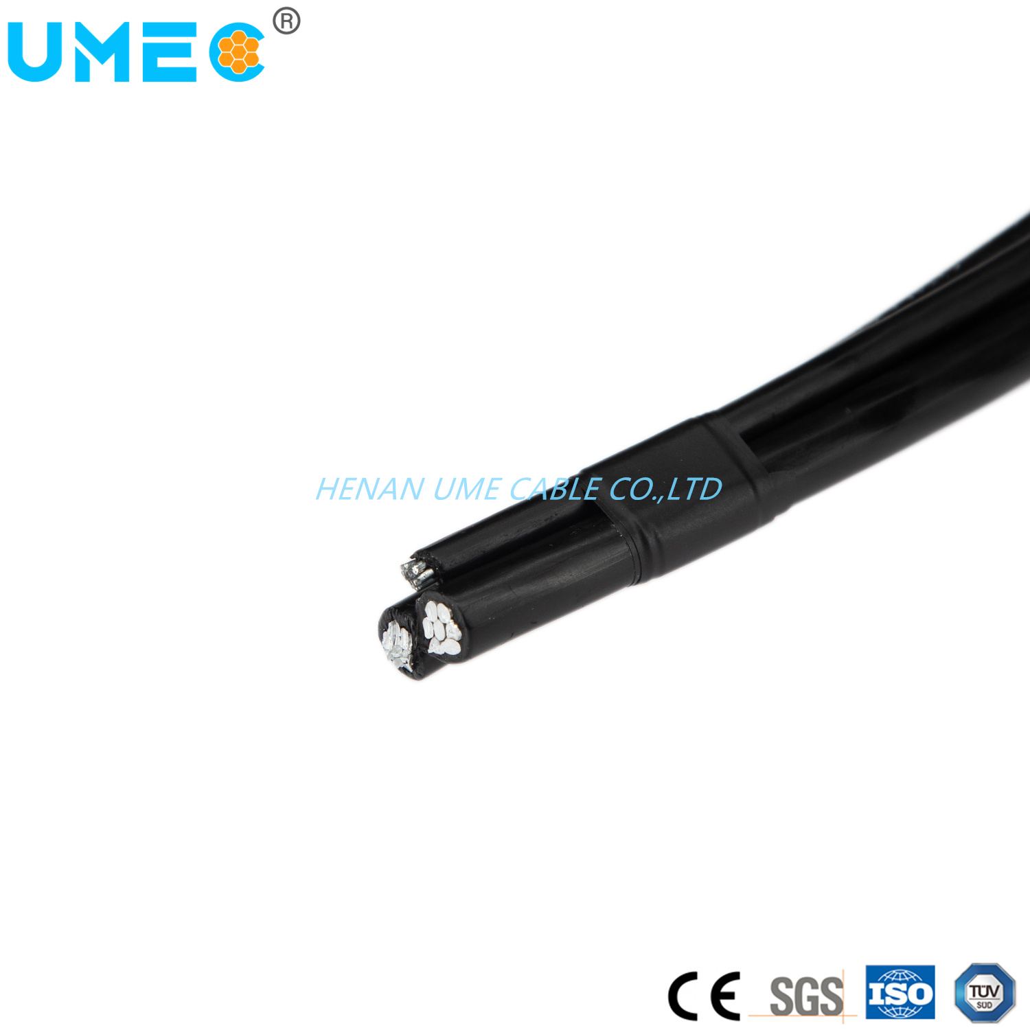 Chine Câble de service triplex en conducteur AAC/ACSR AAAC isolé en PVC/XLPE/PE de la marque Ume, toutes tailles fabrication et fournisseur