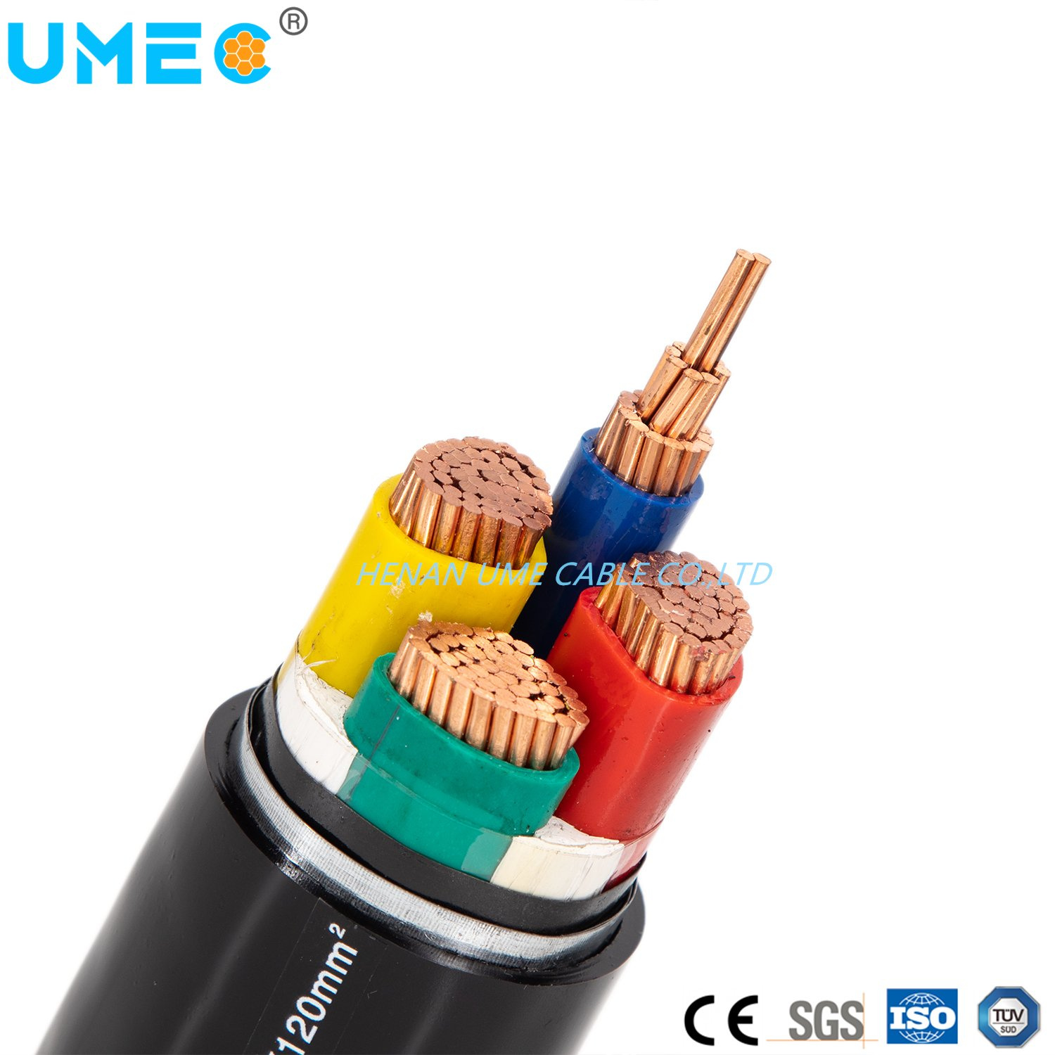 Câble armé en acier à isolation en PVC et gaine en PVC pour conducteur en cuivre (Al) de qualité souterraine résistant aux flammes 8.7/10kv Zr-VV22 Zr-Vlv22
