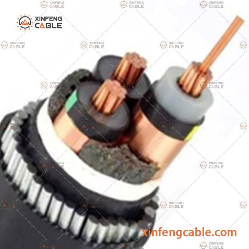 10kv 22kv 11kv 15kv 33kv 3X185mm2 Medium Voltage Copper Conductor PVC Wire Armored Underground Power Cable