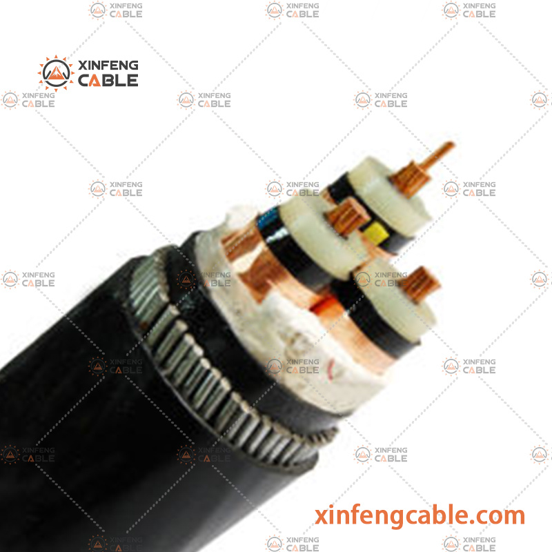 11kv 20kv 35kv Câble électrique armé en cuivre et aluminium à haute et moyenne tension, isolé en XLPE / PVC, avec fil d′acier, étanche, résistant aux UV et retardateur de flamme
