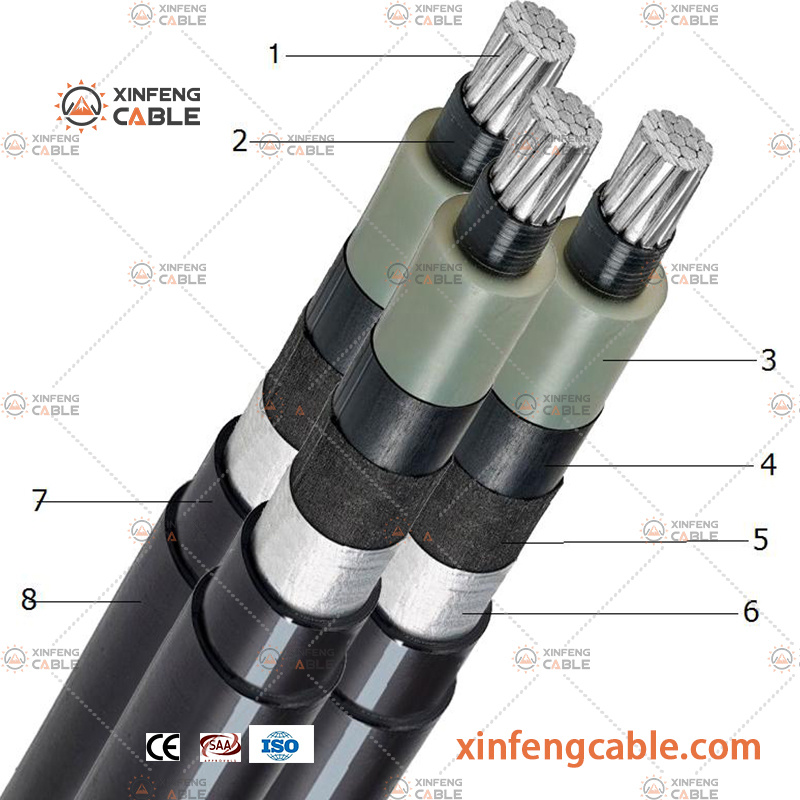11kv 3 Phase 50mm ABC Aerial Twisted Aluminum Overhead Cable Kabel