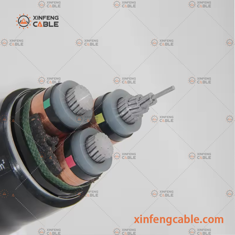 3.6/6kv Copper Conductor 3 Core XLPE Insulation Screen PVC Sheath Medium Voltage Power Cable