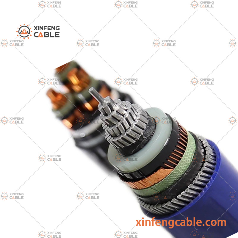 33kv 15kv Câble d′alimentation armé en acier avec isolant en XLPE, conducteur en cuivre ou en aluminium, moyenne tension