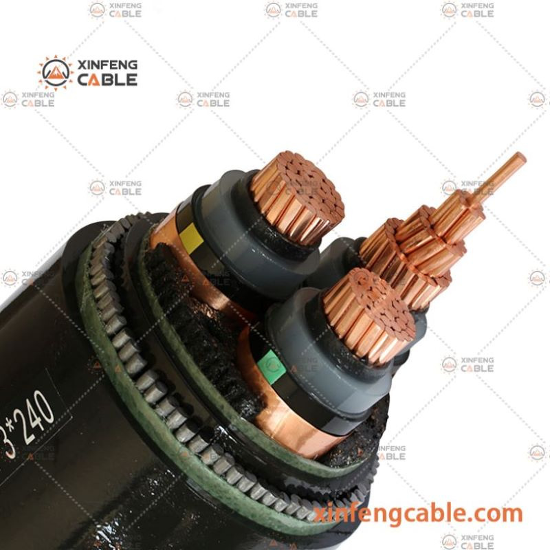 33kv PVC/XLPE/PE Insulated PVC Sheatd Aluminum Copper Conductor Under Armoured Medium Voltage Power Cable