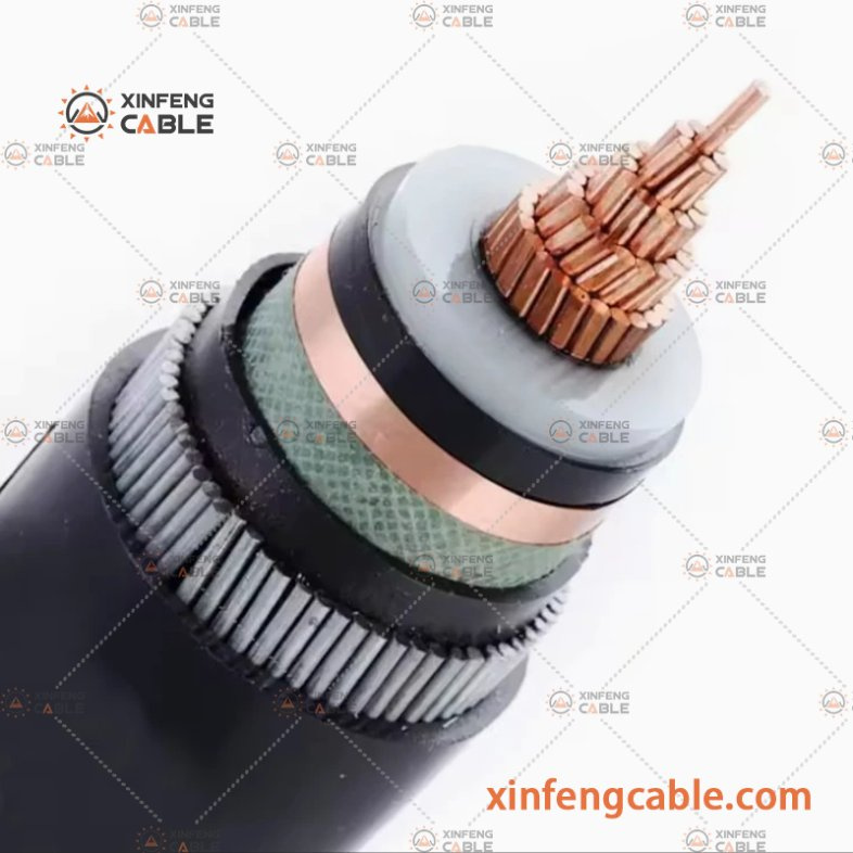 6-35kv 1*500sqmm Conducteur en cuivre, isolation XLPE, armure en fil d′acier, gaine en PVC, câble électrique