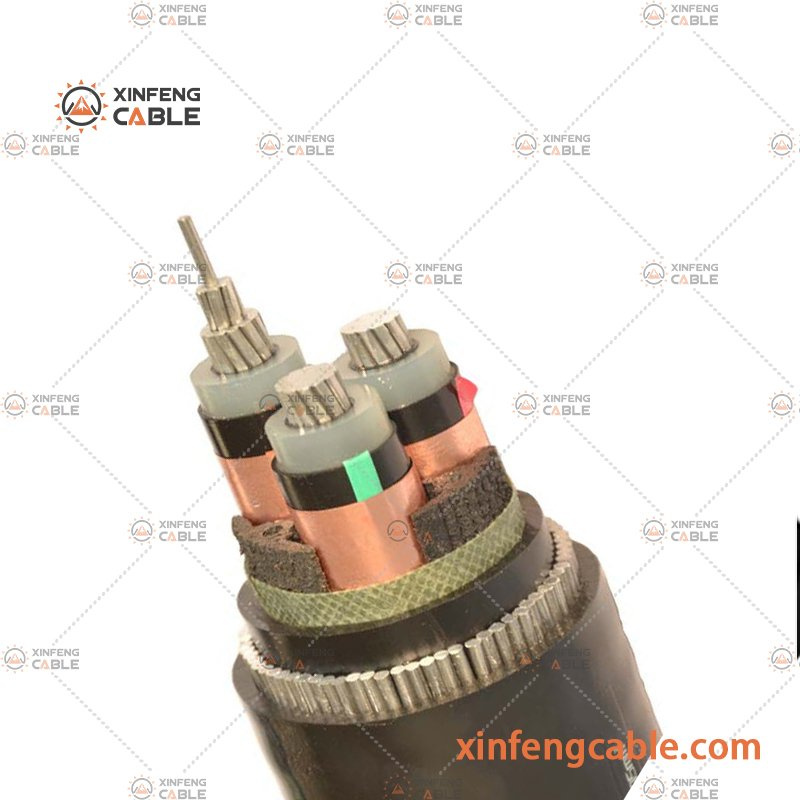 8.7/15kv 3 Core Medium Voltage Copper Conductor XLPE Insulated Steel Wire Armoured Power Cables