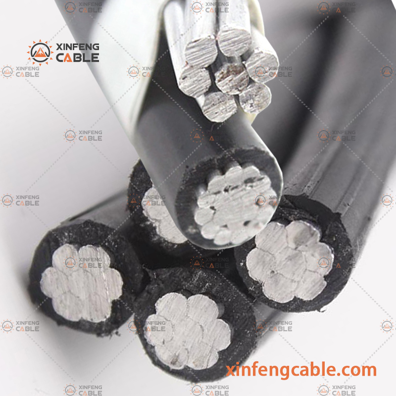 Câble aérien en aluminium, câble ABC, multicore, XLPE, PVC, basse tension
