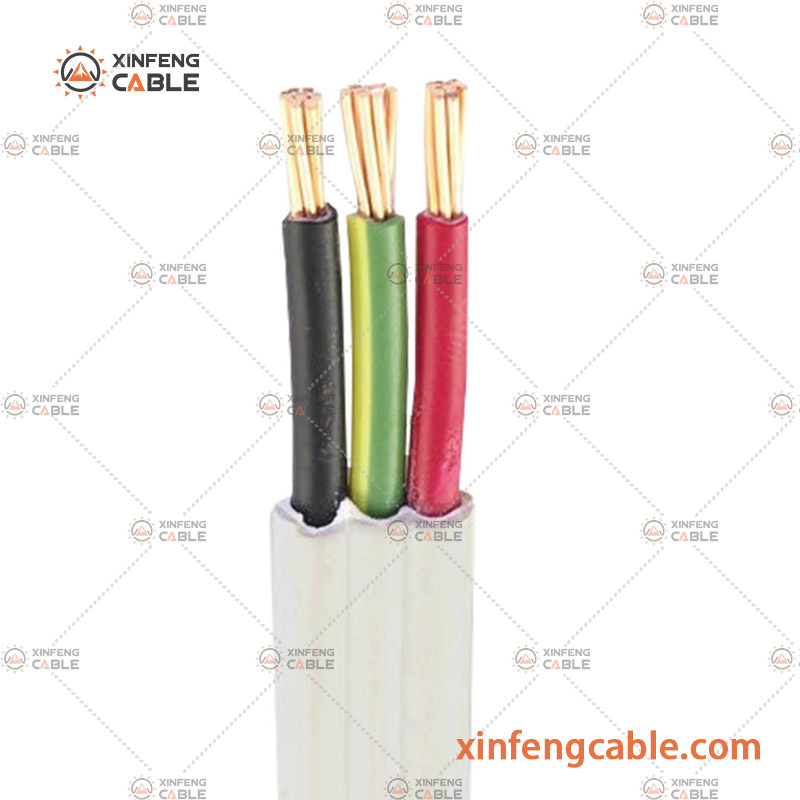 Câble plat à double gaine PVC, conducteur en cuivre flexible électrique, isolé en PVC, avec deux fils