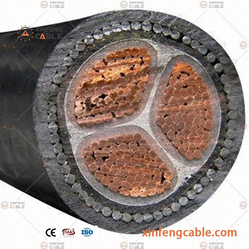 Electric Power Copper XLPE/Cu/PVC 3 X 120 mm2 Power Cable