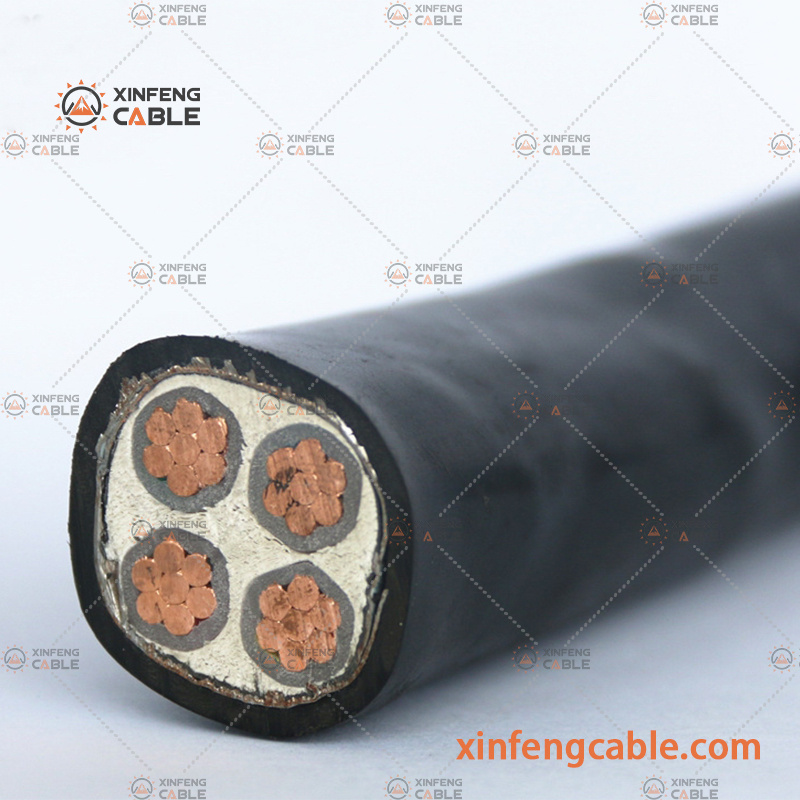 Câble électrique de puissance armé en acier avec gaine en PVC et isolation en XLPE, conducteur en cuivre et aluminium à basse tension