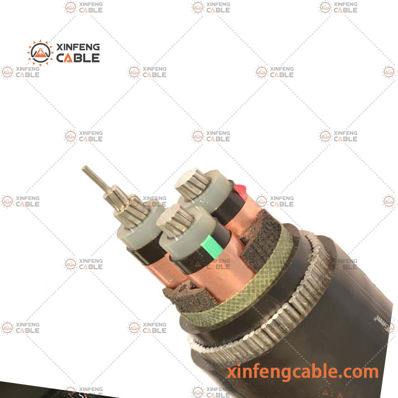 Cabo de Potência Trifásico de Cobre Isolado em XLPE de Média Tensão 3.8/6.6kv Armado com Fios de Aço e Revestido em PVC/Swa/PVC