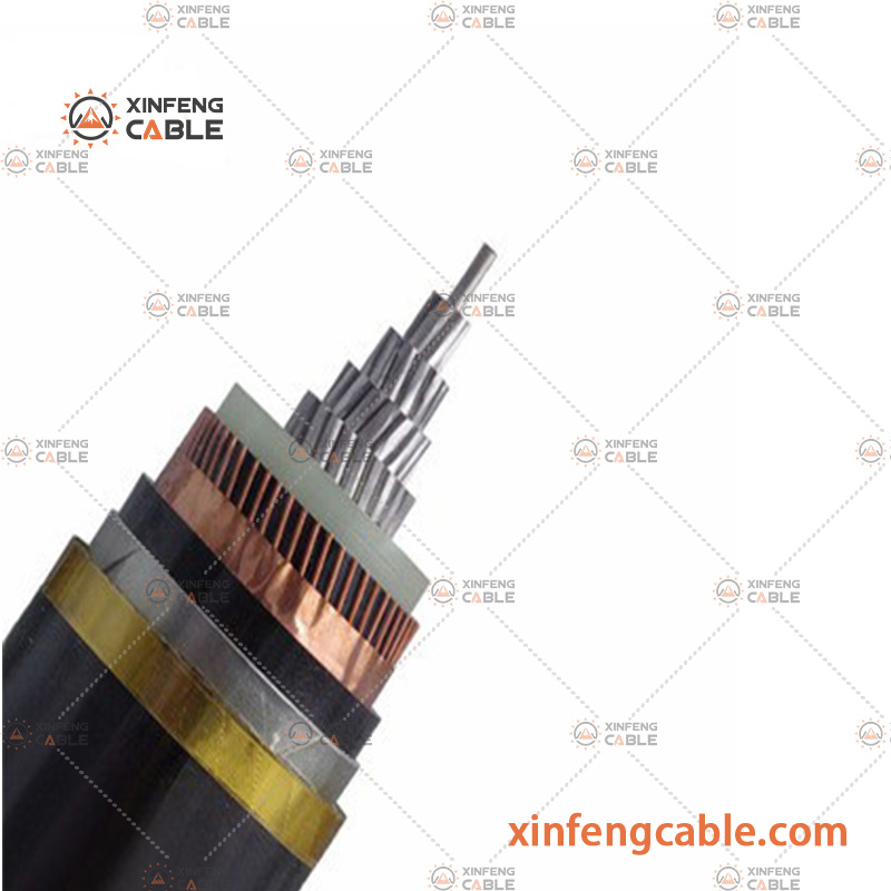 Câble électrique souterrain en cuivre isolé en XLPE avec gaine en PVC pour moyenne tension