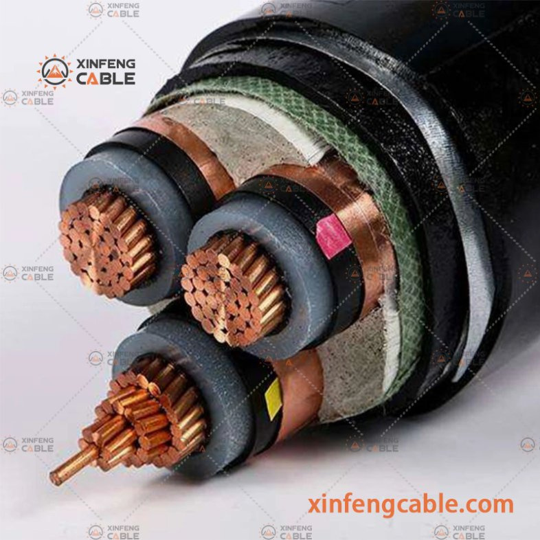 Power 3 Core Copper Conductor XLPE Insulated Steel Wire Armored PVC Sheathed Electric Wire Cable
