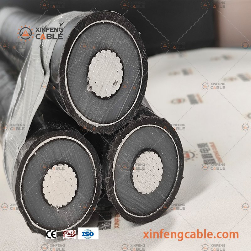 Three Single-Core 22 Kv Grade 35 mm² Insulated Twisted Cables