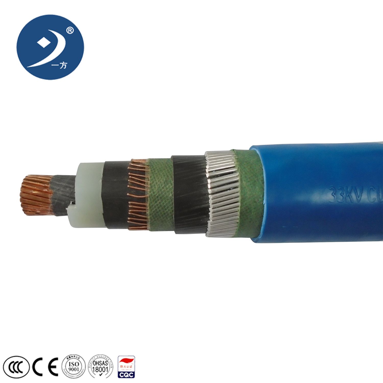1X185mm2 22kv XLPE Cu Underground Armored Power Cable with Certificate