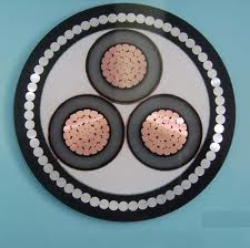 Cable armado de tres núcleos Cu/XLPE/PVC/Swa/PVC MV