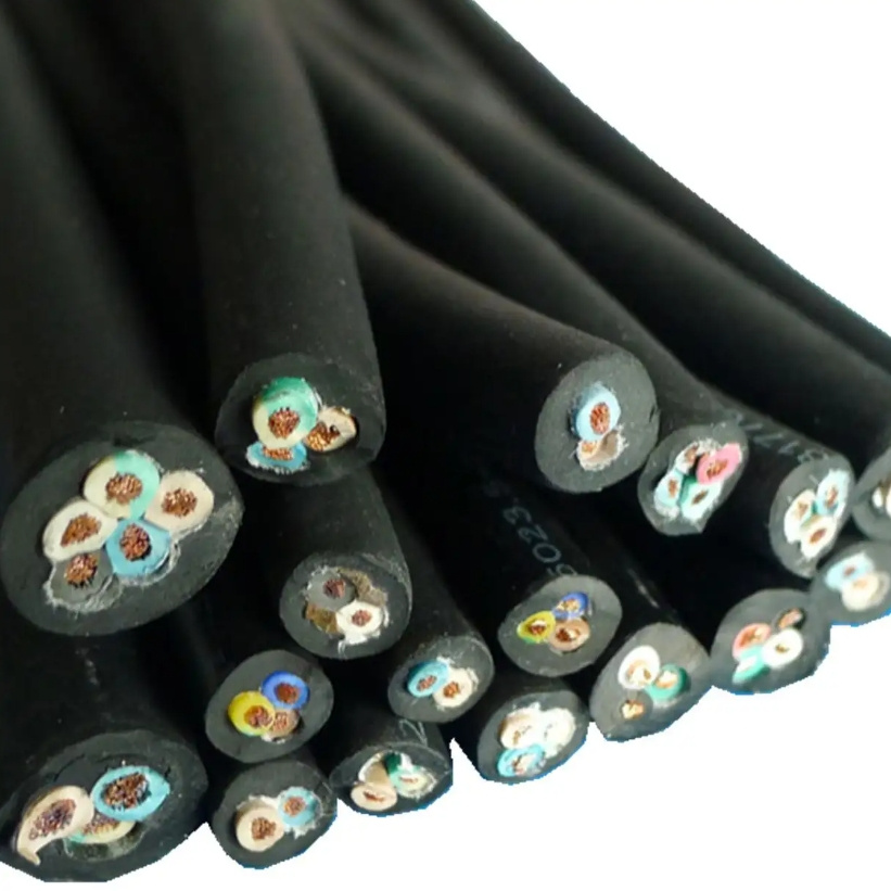Round/Flat Low Voltage High Flexible 3 Core 4 Core Waterproof Submersible Pump Rubber Cable