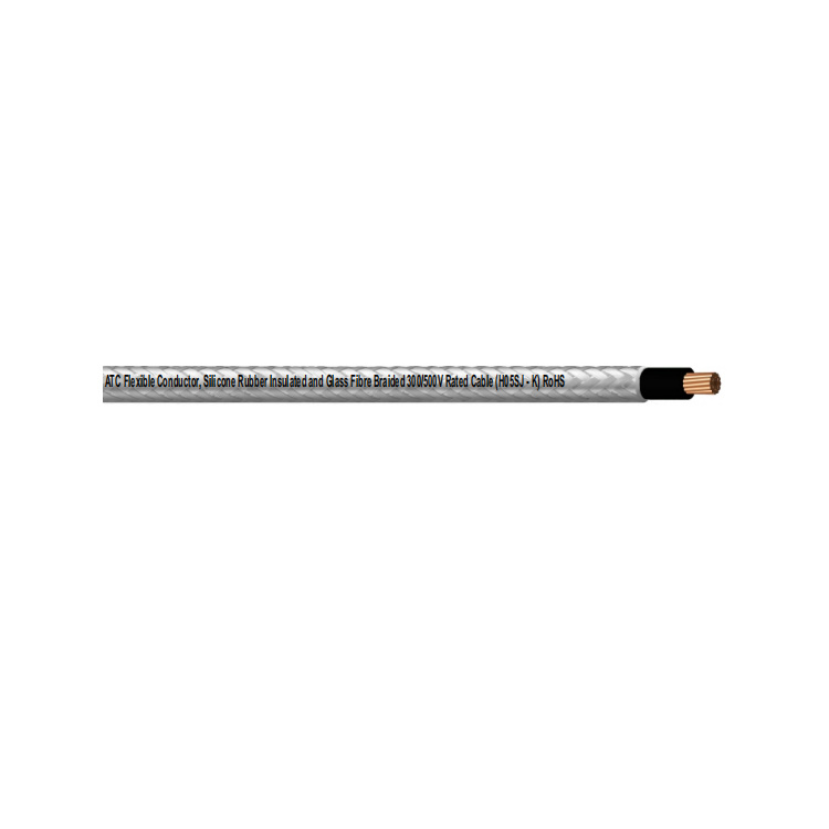 H05sj-K 0.5mm2 a 95mm2 Cable de Fibra de Vidrio Trenzada Aislada con Goma de Silicona Atc 300/500 V Nominal