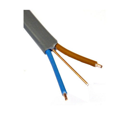 Cabo Plano Duplo e Terra de Cobre Sólido ou Estriado OEM Henan Huadong 2.5mm Cabo Elétrico de PVC Cinza