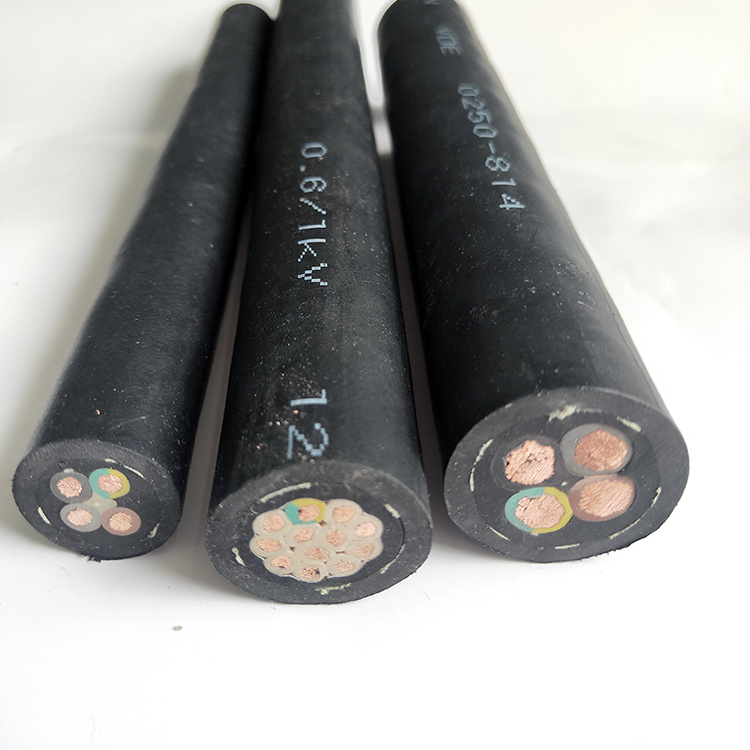 Low Voltage Flexible Copper Conductor 0.6/1kv Flat Round 3 4 Cores Drag Chain Festoon Tower Pendant Crane Reeling Basket Rubber Cable